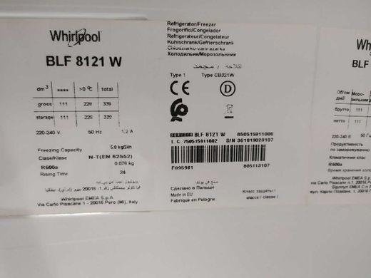 Холодильник Whirlpool BLF 8121 Б/В
