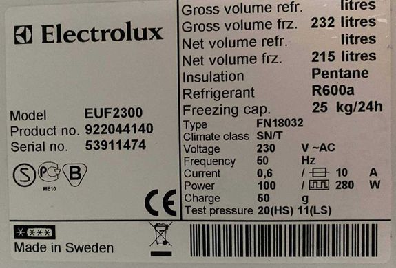 Морозильна камера Electrulux EUF2300 Б/В
