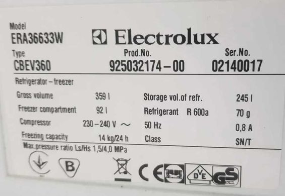 Холодильник Electrolux CBEV360 Б/В